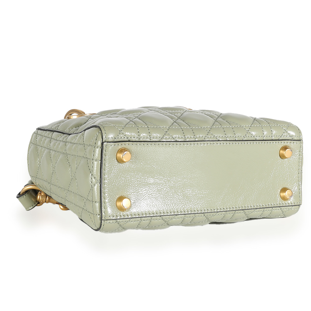 Christian Dior Green Crinkled Patent Cannage Lucky Badges My Lady Dior Bag - Picture 8 of 12
